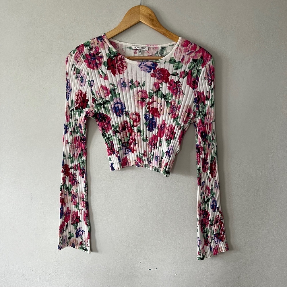 Ronny Kobo Magda Floral Crop Top White Size Small - Picture 5 of 9